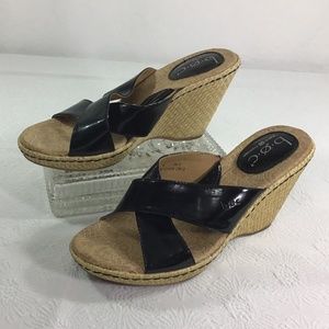BOC Born Concept Black Wedge Sandals